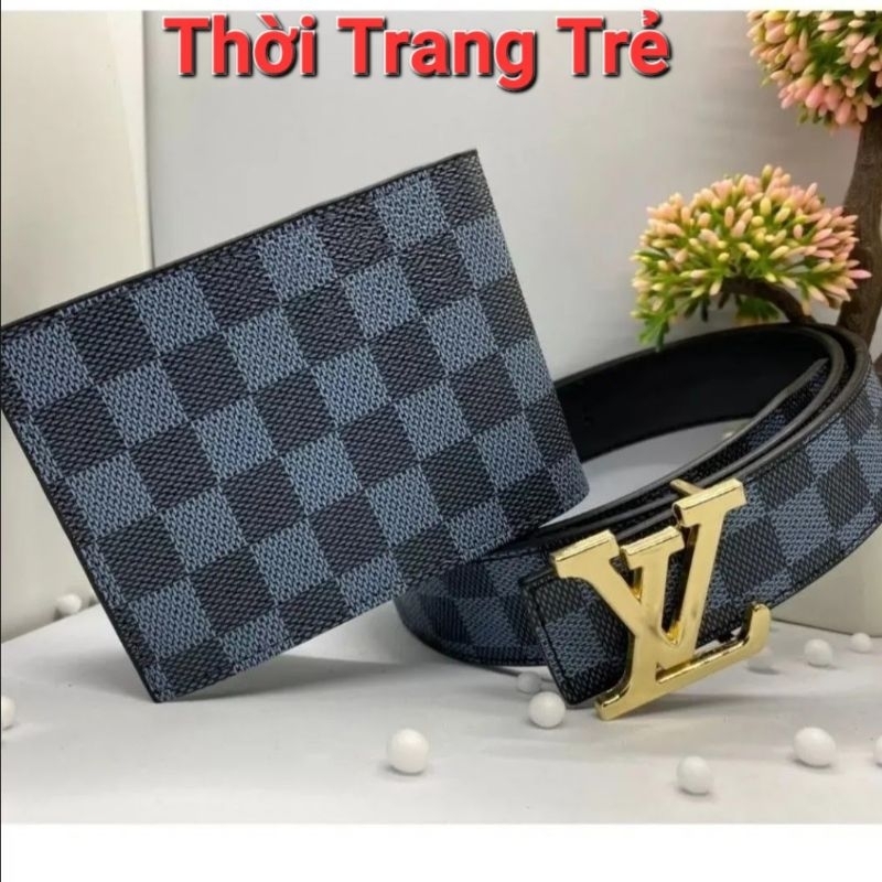 Com Bo thắt Lưng +Ví Da Cao Cấp kẻ Caro Thời Trang Trẻ Trung99