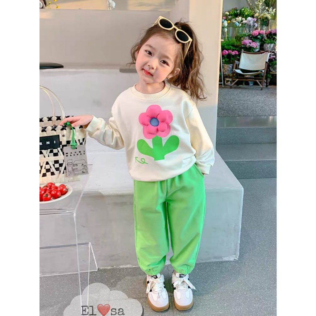 Quần áo bé gái- Bộ Thu Hoa Nổi Xinh Xắn Cho Bé 1-8 Tuổi
