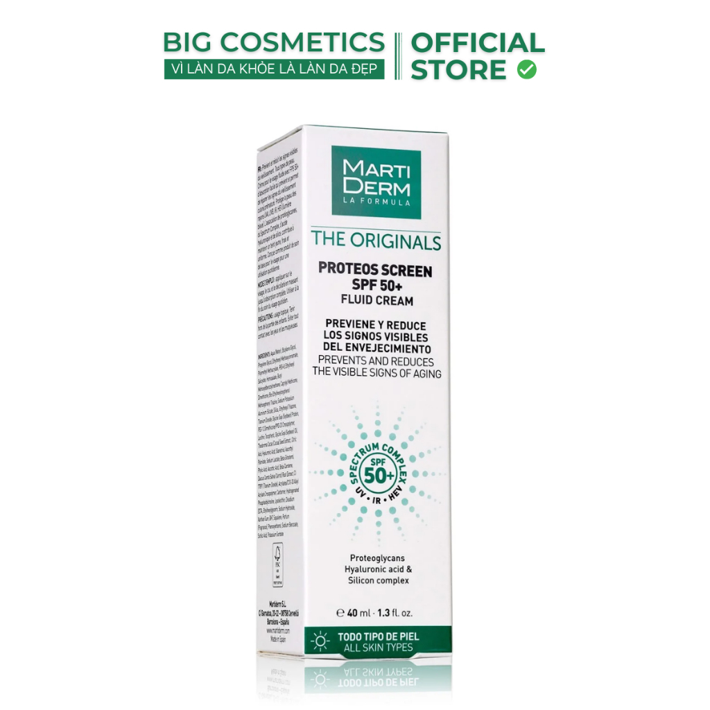 Kem Chống Nắng MartiDerm THE ORIGINALS PROTEOS SCREEN SPF 50+ FLUID CREAM 40ml