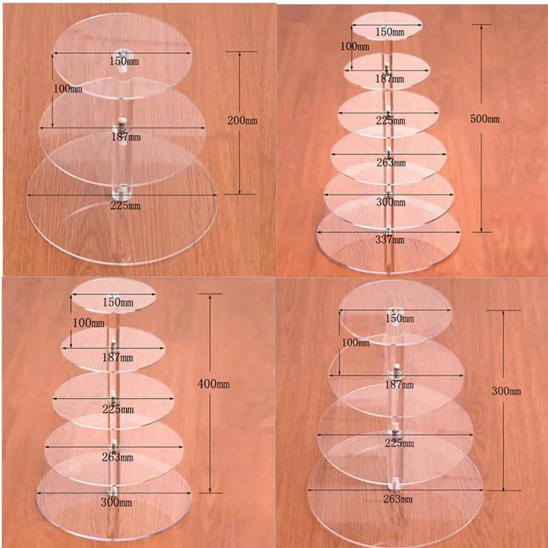 3/4/5 Tầng Acrylic Bánh Cưới, Cốc Bánh, Kệ Trưng Bày Bánh Cupcake, Giá Đỡ Đĩa Sinh Nhật Trang Trí