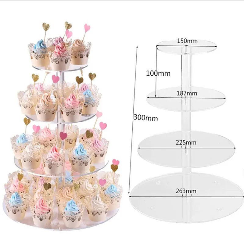 3/4/5 Tầng Acrylic Bánh Cưới, Cốc Bánh, Kệ Trưng Bày Bánh Cupcake, Giá Đỡ Đĩa Sinh Nhật Trang Trí