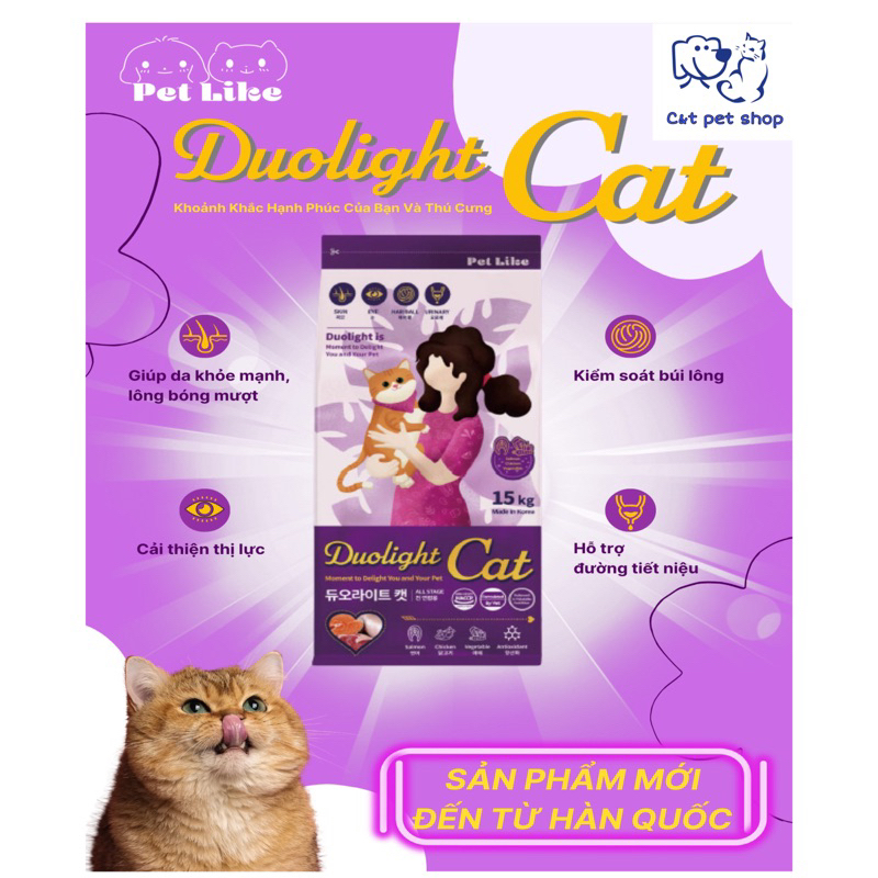 ( Túi 1.5kg )Thức ăn mèo Duolight Cat / Doulight - Vị Cá hồi, thịt gà và rau củ túi 1.5kg