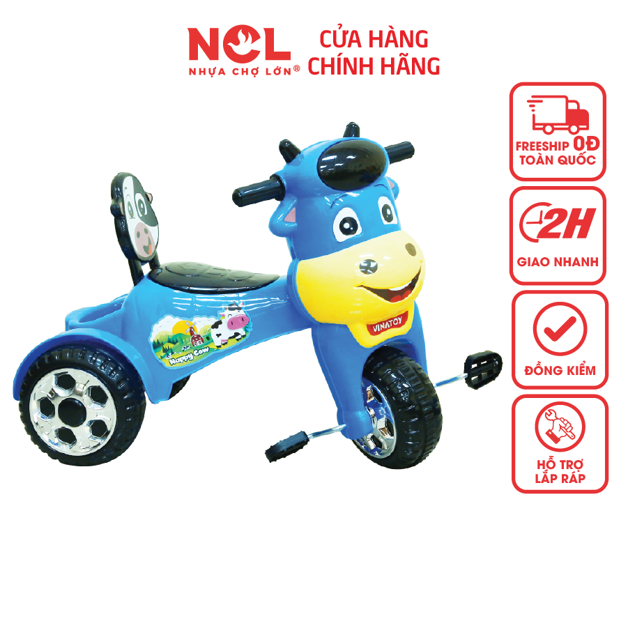 Xe 3 Bánh Nhựa Chợ Lớn L9 hình Chú Bò Con - Dành cho bé từ 2 tuổi