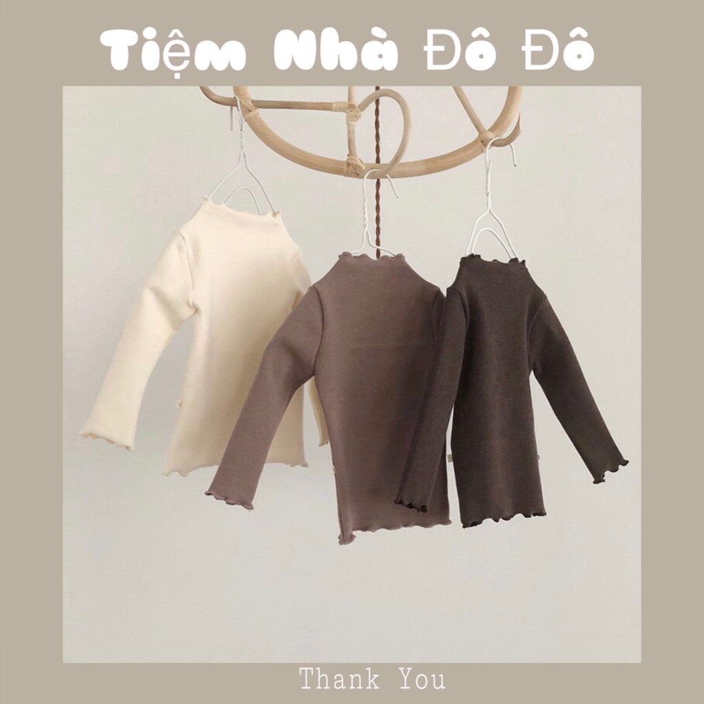 Áo thun áo thu đông dài tay tông trơn cho bé gái cổ viền tròn phong cách hàn quốc 5-15kg
