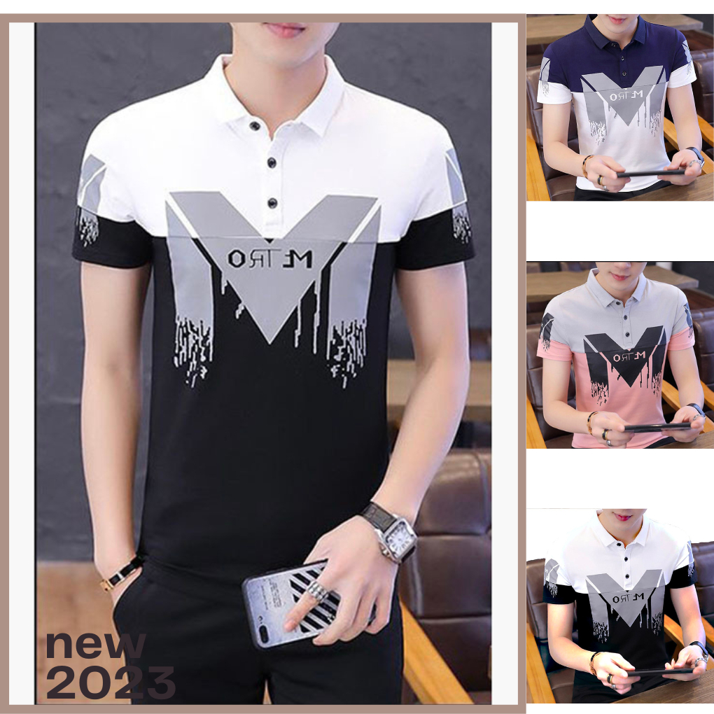 Áo thun nam có cổ tay ngắn polo họa tiết vải thun cotton co giãn thoáng mát - MKT5509