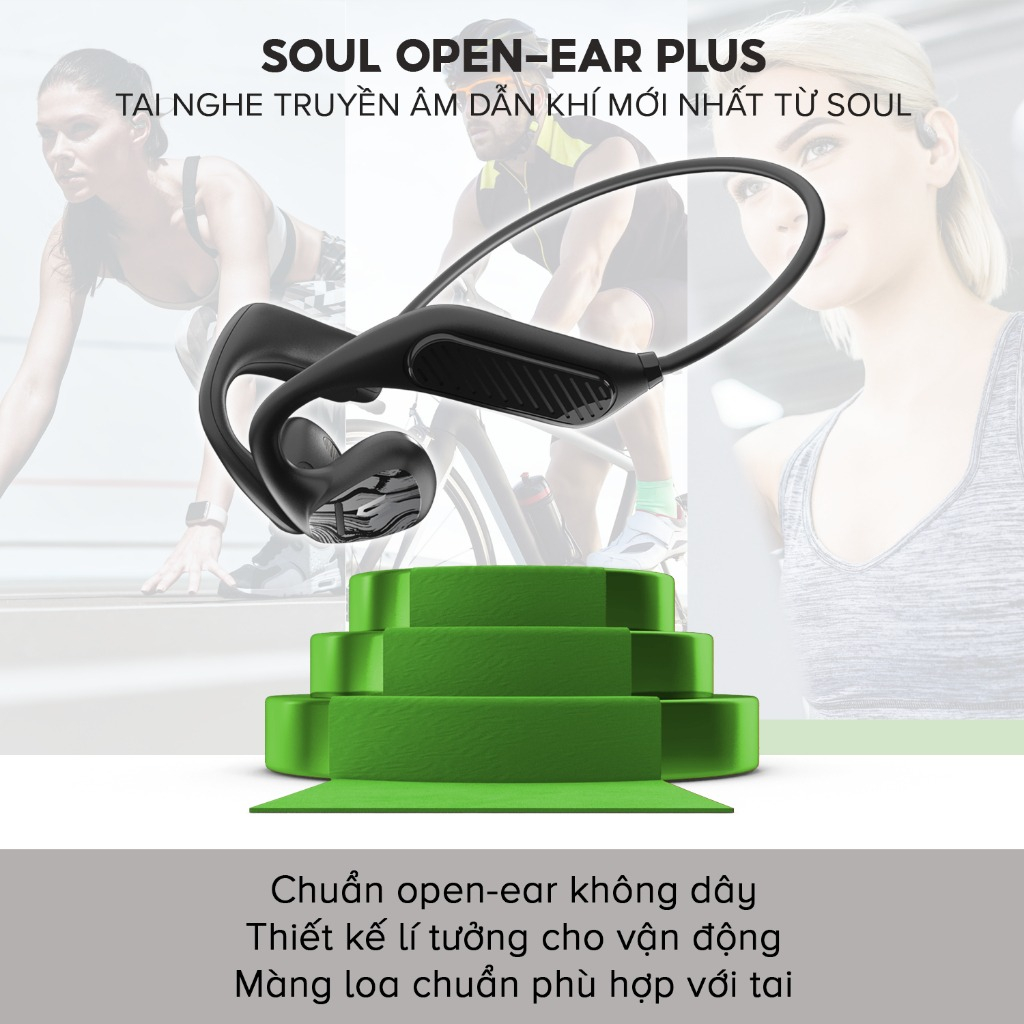 Tai Nghe Dẫn Khí Truyền Âm SOUL Open-ear Plus, BT 5.3, Driver 14.2mm, Kháng Nước IPX5, Nghe Nhạc Đến 7H -Hàng Chính Hãng