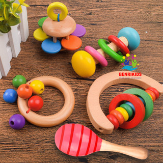 Đồ chơi lục lạc gỗ tập cầm nắm cho bé hàng chính hãng benrikids