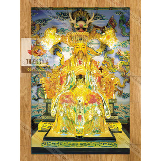 Tranh Vua Cha Ngọc Hoàng (KHÔNG KHUNG) (Đạo Giáo) bằng vải phủ bóng cao cấp, dày dặn.
