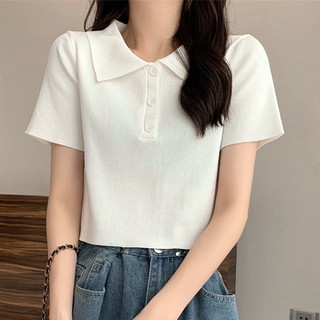 Áo croptop nữ chất len dệt kim hàng Quảng Châu - Retrostyle - AolenPolo_P0K9