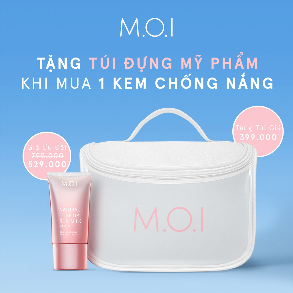 [HÀNG TẶNG] Túi Make Up M.O.I trắng đựng nhiều đồ có moc treo