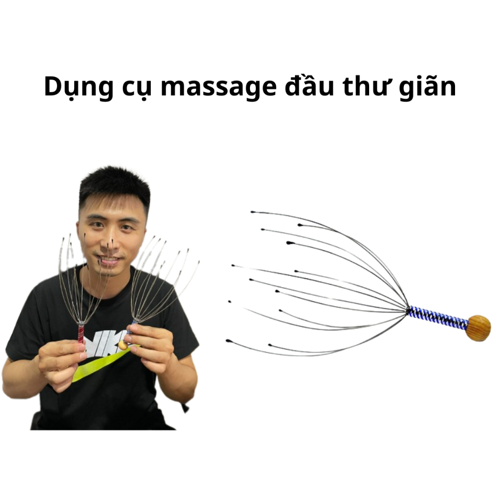 Dụng cụ dưỡng sinh massage đầu 12 chân, lưu thông khí huyết vùng đầu, massage thư giãn sâu