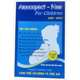 Amucopect  dạng gói giãm ho, giãm đờm cho trẻ em long đờm tan đờm dễ khạc giảm đau rát họng