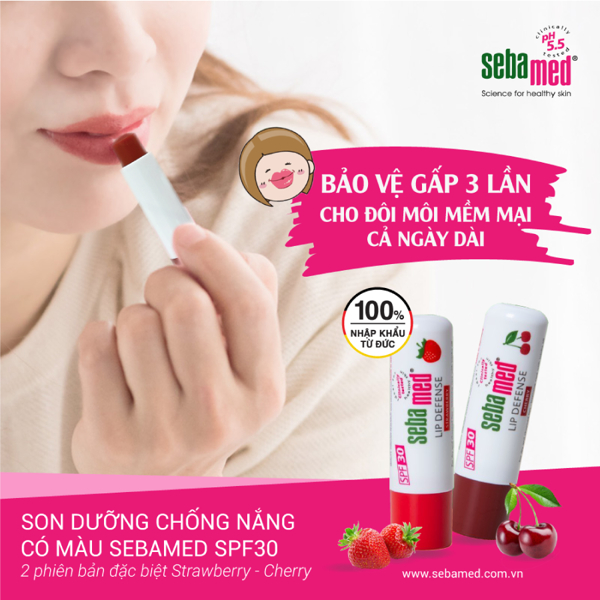 Son Dưỡng Sebamed chống nắng SPF30  date 4/2025 Bảo vệ, chống khô và chống nứt môi GIÚP MÔI MỊN MÀNG