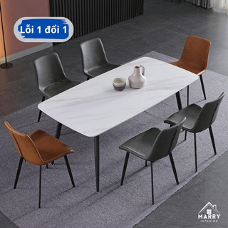 Bàn ăn vân đá, rộng cho 4 người nhập khẩu 1m4 hiện đại, phong cách bắc âu - hàng nhập khẩu nguyên chiếc