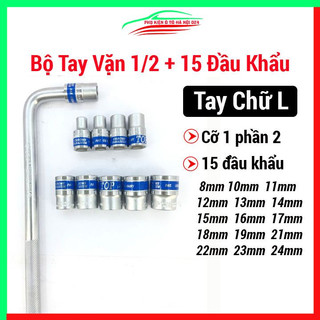 Bộ 15 đầu khẩu vặn ốc dùng tay cỡ 1/2" TOP 8-24mm kèm tay chữ L