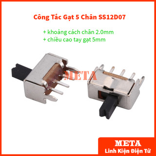 Công tắc gạt 5 chân ss12d07 1p2t , khoảng cách chân 2.0mm, chiều cao tay gạt 5mm