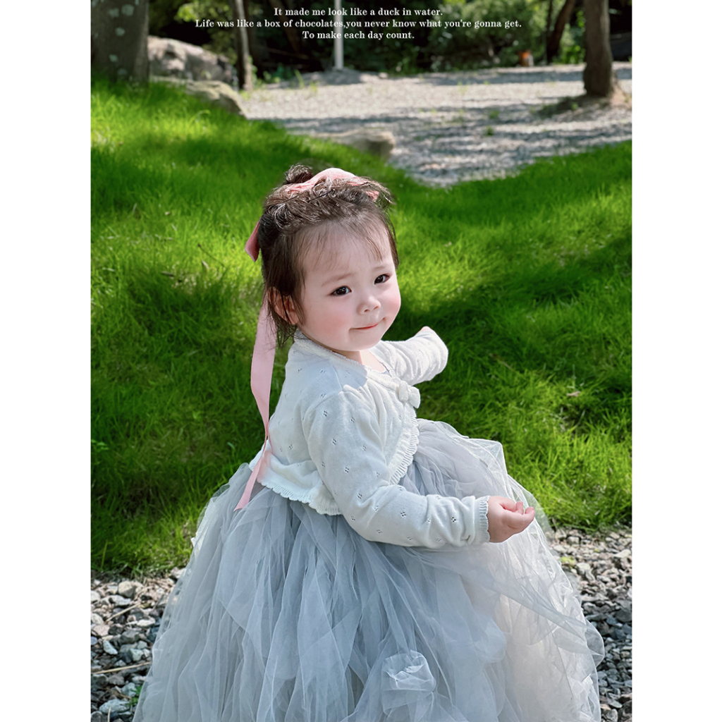 (Hàng cao cấp 0-7 tuổi) Áo cardigan cho bé gái áo khoác len mỏng dáng dài, lửng phong cách Hàn Quốc cực xinh