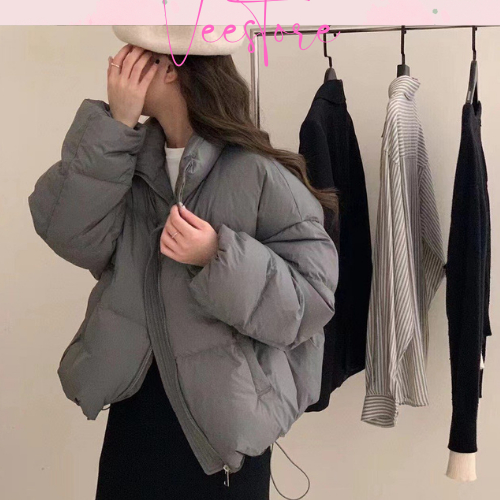 Áo phao béo nữ đại hàn không mũ dáng ngắn cao cấp, Áo khoác phao mùa đông siêu ấm 2 lớp giữ nhiệt veestore