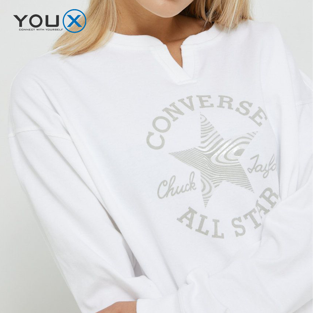 Women's Converse App Chuck Patch Infill Crew Sweatshirts White 10023715-A03