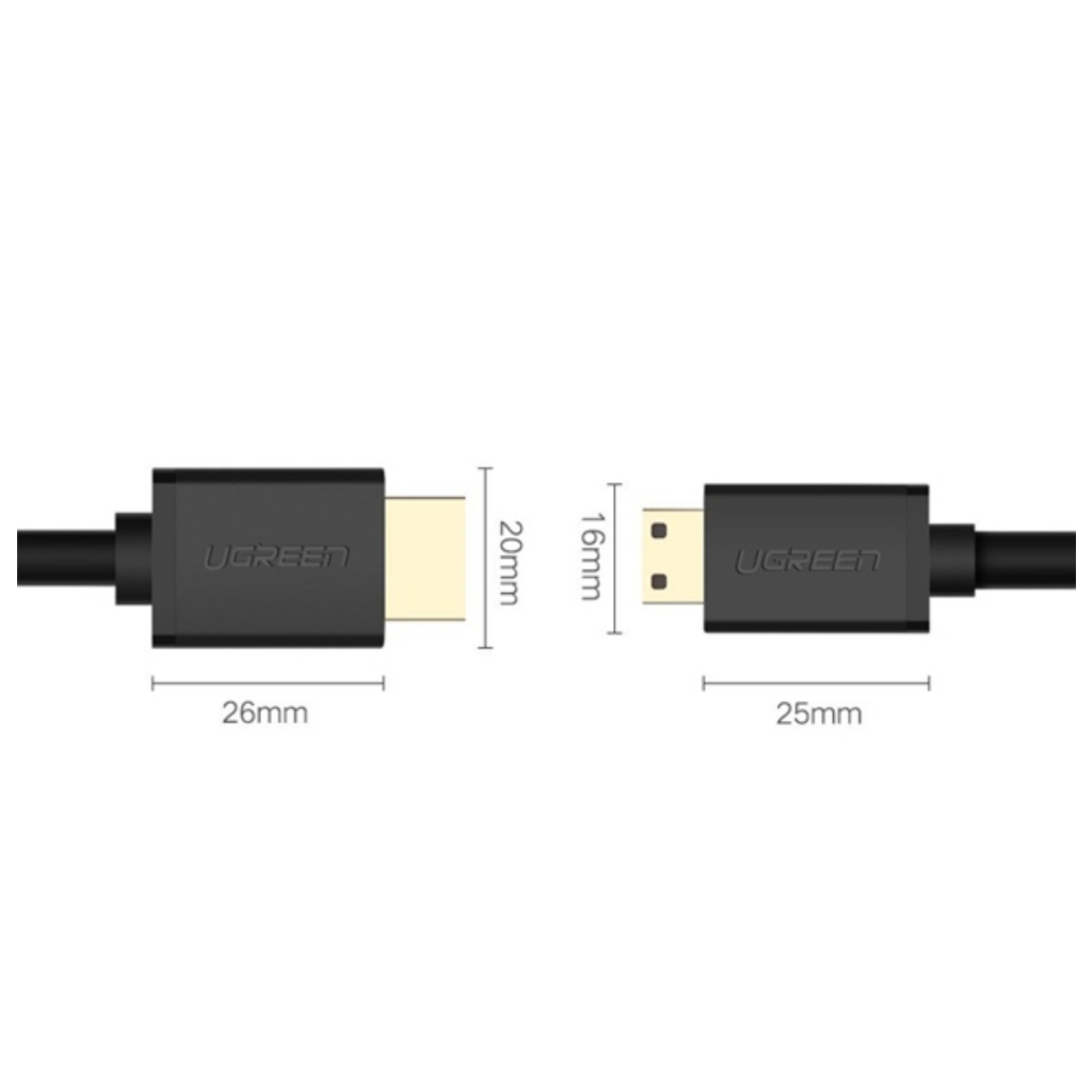 Cáp Mini HDMI sang HDMI 2.0 dài 1,5M Ugreen 11167 hỗ trợ 4K@60hz - Hàng Chính Hãng