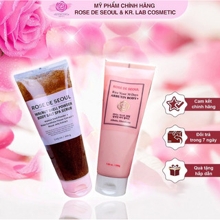 Combo kem body 200g Rose De Seoul + muối tắm tẩy da chết 200g hạn 2026 dưỡng trắng không lộ vân