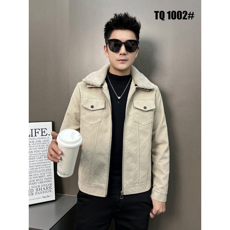 Áo khoác da nam cổ lông lót lông mẫu mới 2024