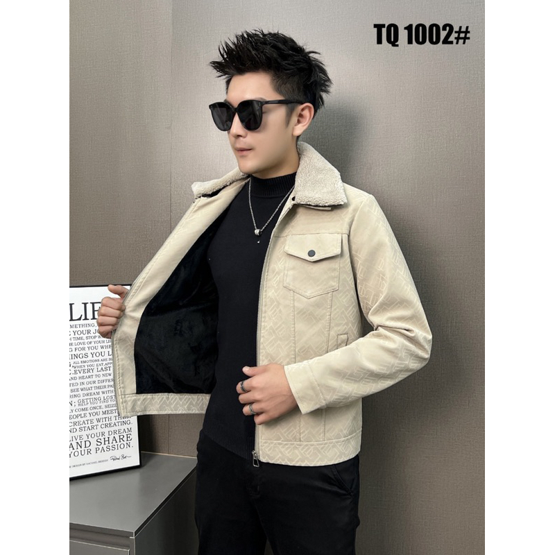 Áo khoác da nam cổ lông lót lông mẫu mới 2024