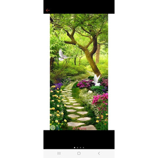 Combo 2 bức Tranh dán tường 3D Con suối, Tranh dán Cửa ra vào, Vách Ngăn