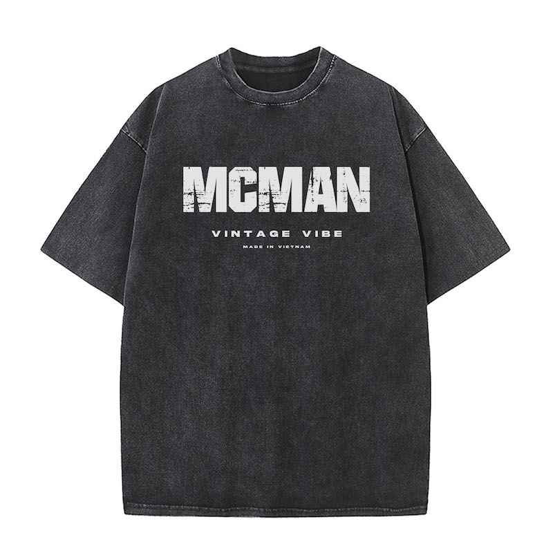 Áo thun nam form rộng ATD264 Miucho cotton cổ tròn in typography