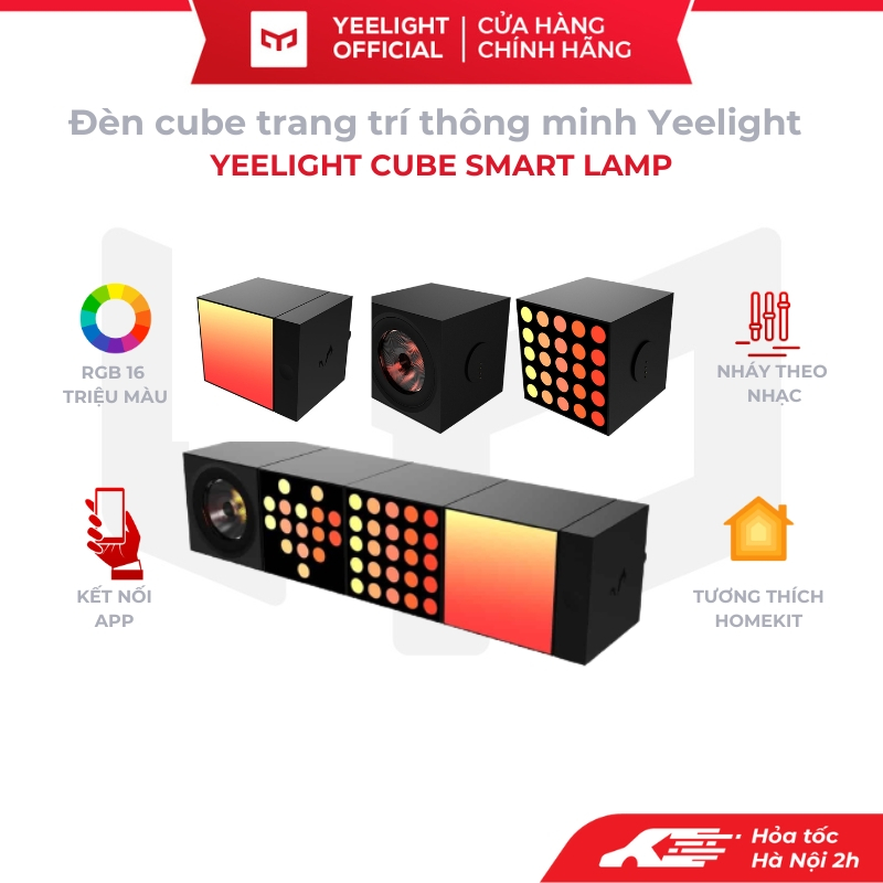 Đèn led Yeelight CUBE SMART LAMP 16 triệu màu 3 kiểu đèn khối lập phương kết nối điều khiển qua app tương thích Homekit