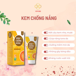 Kem chống nắng dưỡng da nâng tone sinori, sps50+ dưỡng ẩm, làm sáng da, dành cho da dầu mụn 30ml
