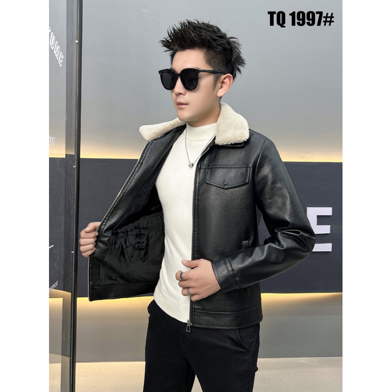 Áo khoác da nam cổ lông lót lông hàng nhập khẩu cao cấp
