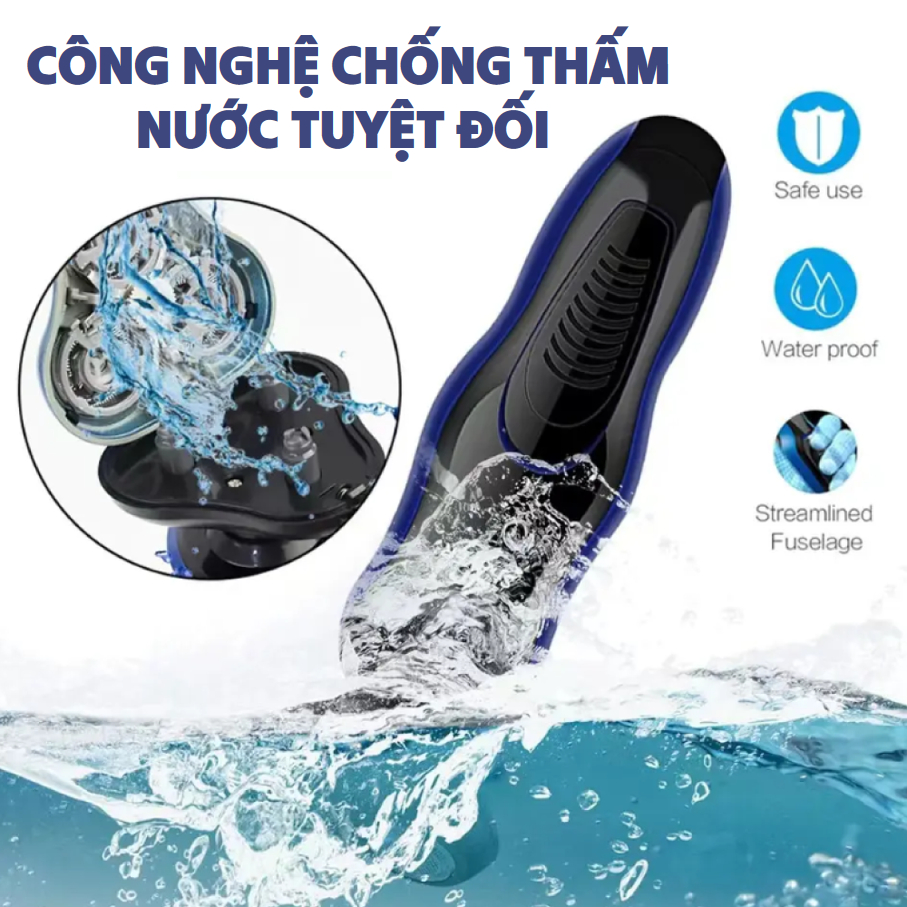Máy cạo râu đa năng 3 lưỡi kép tự mài sắc, cạo sát sạch êm