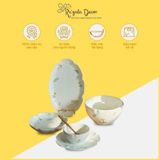 Bộ Bát Hoa Cúc Nhỏ Re'gala Decor - Bột Bát Đĩa Mang Đến Một Cái Nhìn Thanh Lịch Và Lãng Mạn Phù Hợp Để Làm Quà
