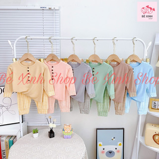 Bộ Quần Áo Dài Tay Cho Bé Trai Bé Gái 8-18kg Bé_Xinh_Shop  Đồ Bộ Thu Đông Tay Dài Cho Bé Trai Gái DÀI NÚT GỖ