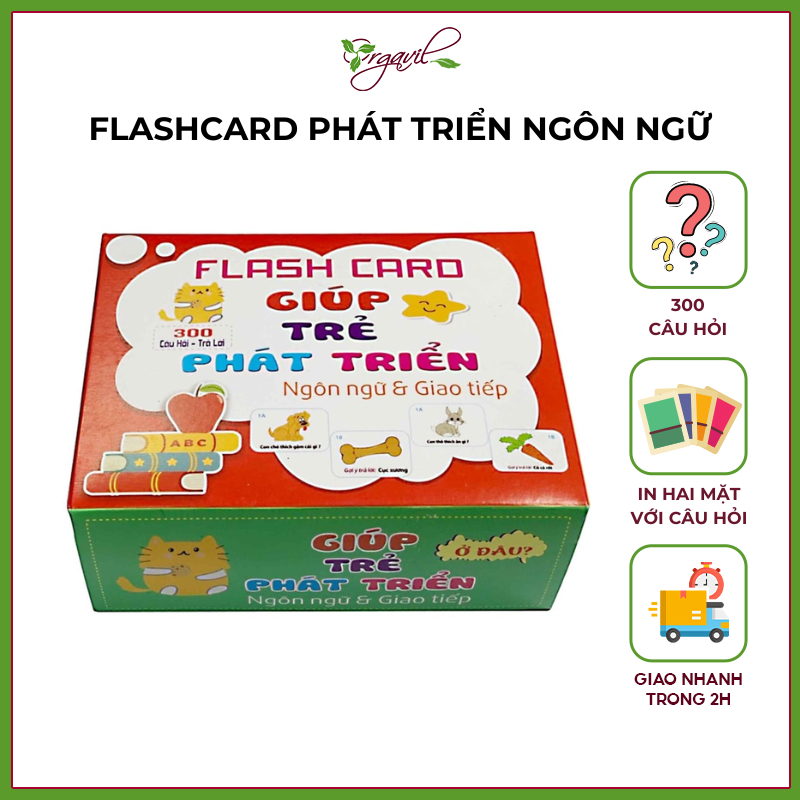 Flashcard cho bé, Flashcard Glenn Doman giúp trẻ phát triển ngôn ngữ và giao tiếp gồm 300 câu hỏi, trả lời - Orgavil