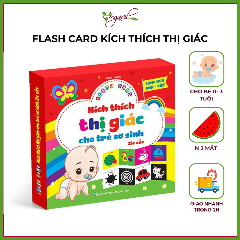 Flash Card kích thích thị giác - Zíc Zắc cho bé 0- 3 Tuổi, in 2 mặt - Thẻ kích thích thị giác giáo dục sớm Glenn Doman