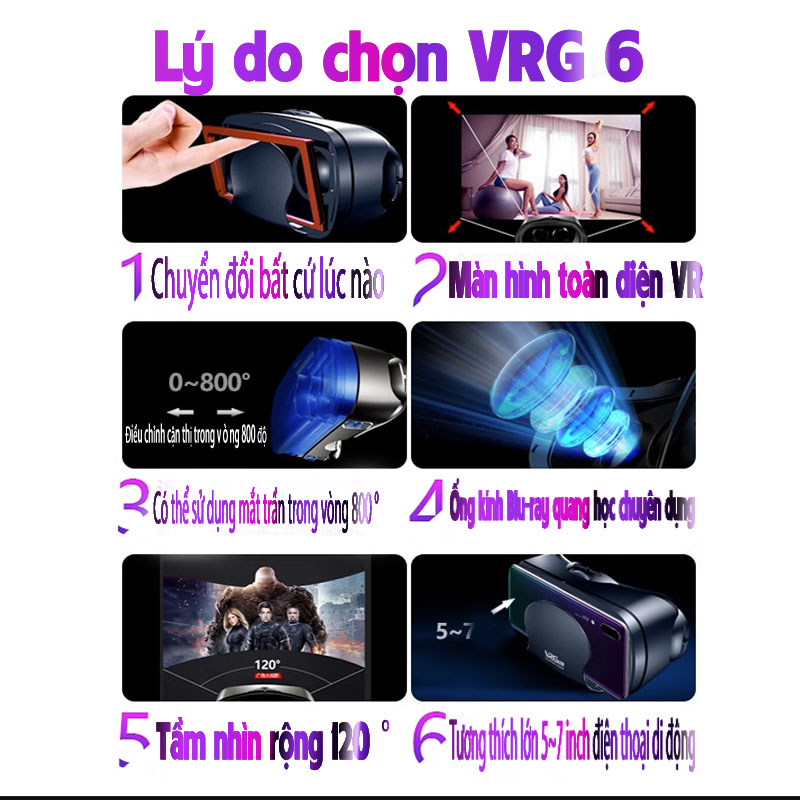 Hình ảnh rõ ràng VR Kính thực tế ảoHiệu ứng 3D thực tế Kính thực tế ảo 3D cho kính VR 5 đến 7 inch Góc rộng Tầm nhìn