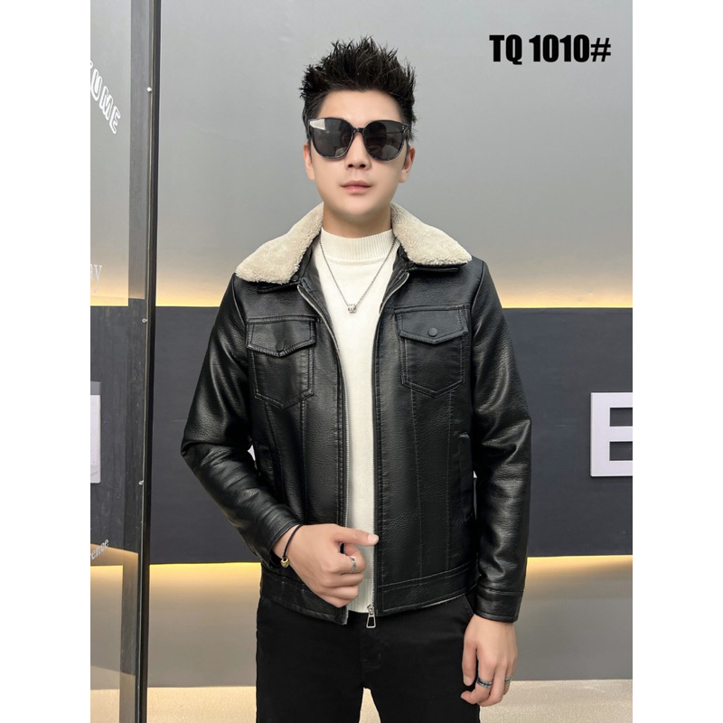 Áo khoác da nam cổ lông lót lông hàng cao cấp