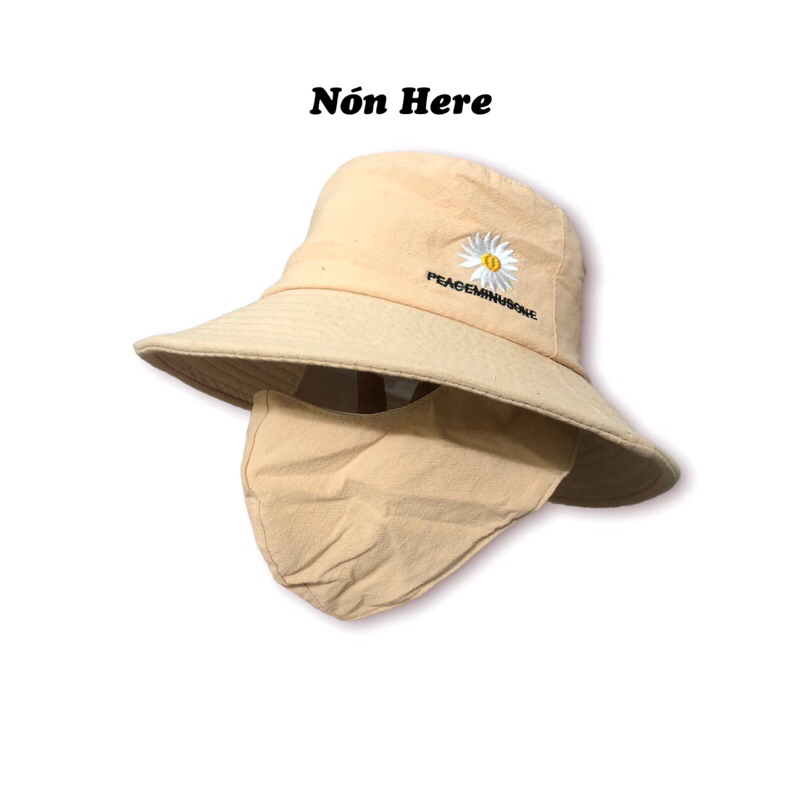 Nón chống nắng kèm khẩu trang thêu BÔNG CÚC - Nón chống nắng nữ giá rẻ