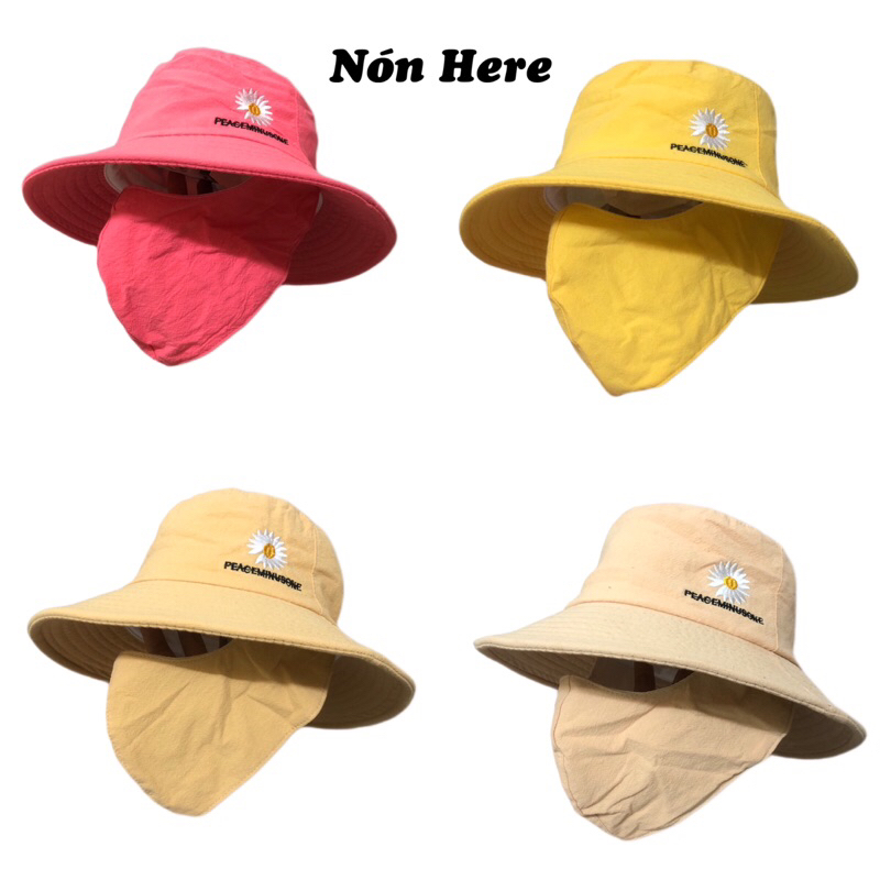 Nón chống nắng kèm khẩu trang thêu BÔNG CÚC - Nón chống nắng nữ giá rẻ