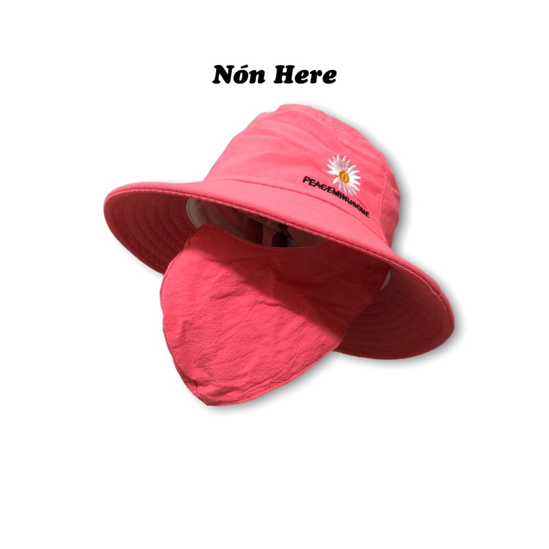 Nón chống nắng kèm khẩu trang thêu BÔNG CÚC - Nón chống nắng nữ giá rẻ