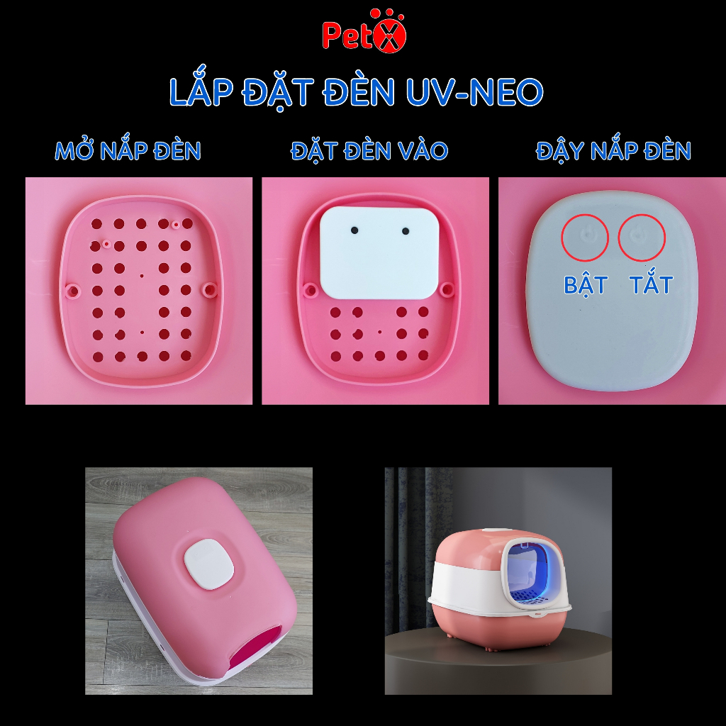 Đèn UV đèn cực tím diệt khuẩn lắp cho nhà vệ sinh mèo NEO UV