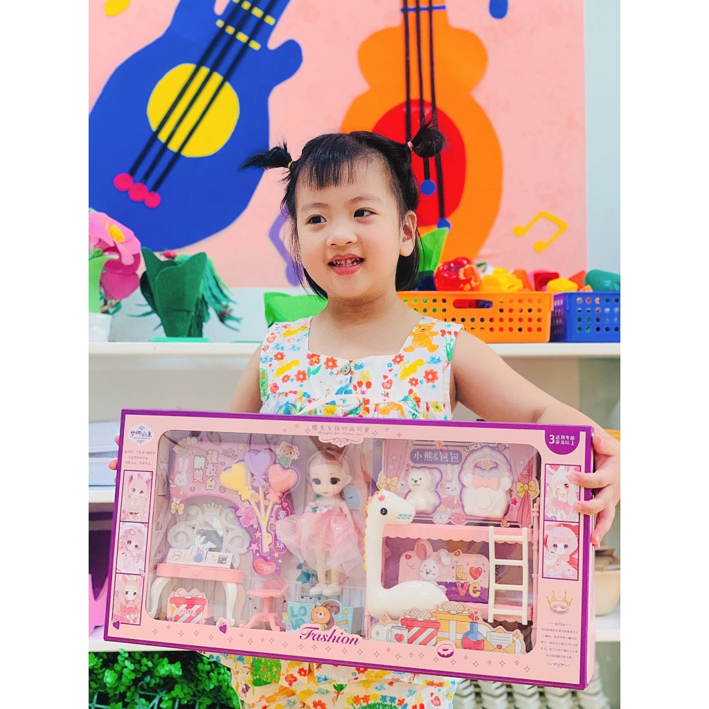 Hộp Đồ Chơi Búp Bê Fashion Cho Bé Gái, Chất Liệu An Toàn, Màu Sắc Bắt Mắt, Thích Hợp Làm Quà Tặng Cho Bé