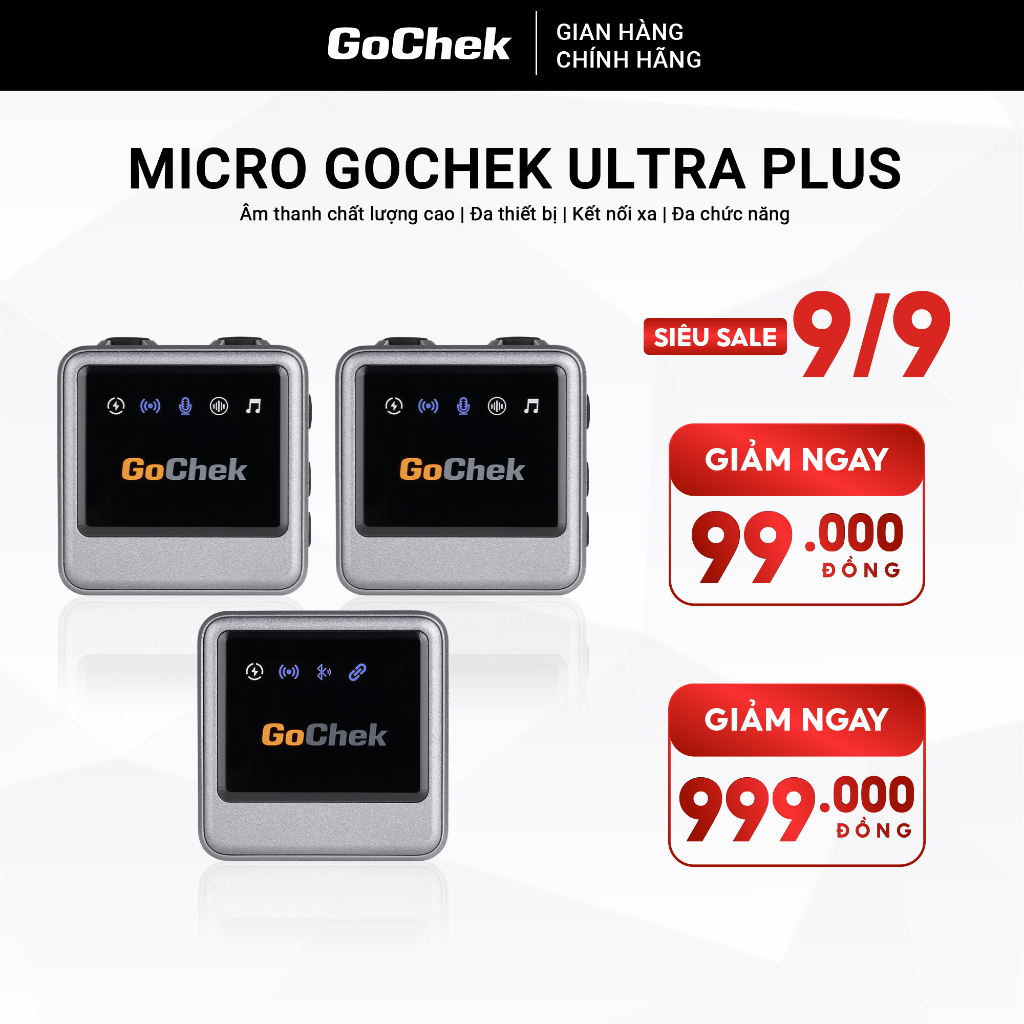 Thiết bị thu âm chuyên nghiệp Gochek tích hợp sử dụng đa thiết bị đa chức năng, Mic thu âm không dây Gochek Ultra Plus