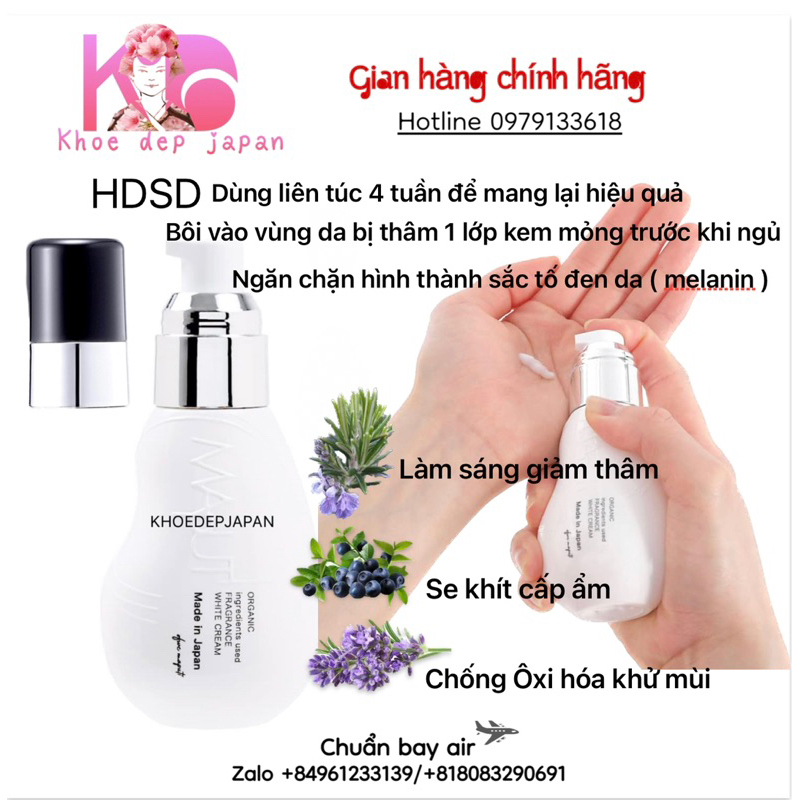 Mẫu Mới 100ml Kem hữu cơ Maputi White Cream Hồng Vùng kín Ngực… Nhật Bản - Top 1 Cosmee Á
