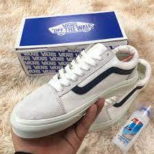 Giày Vans Vault Old Skool Trắng Sọc Đen giày nam nữ full bill box