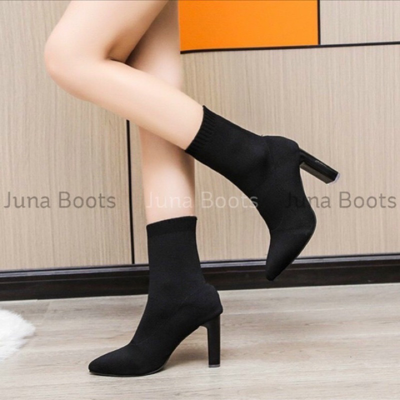 Bốt len cổ ngắn cao cấp, Boots len ôm cổ chân quảng châu cao cấp