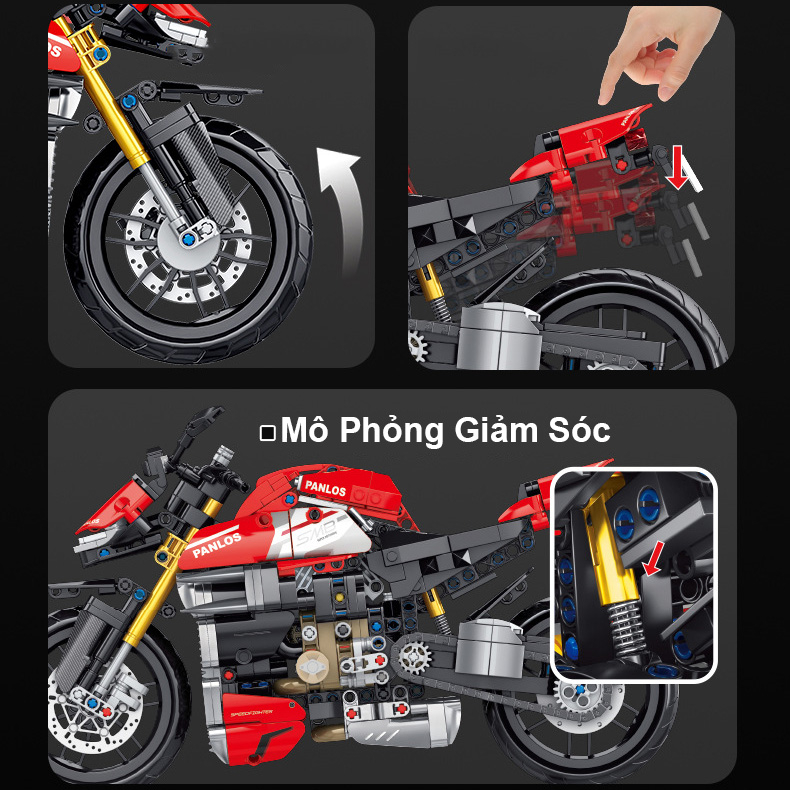 Đồ Chơi Lắp Ráp Xếp Hình Mô Hình Xe Máy Motor Ducati Panigale V4SP 672006 Với 981 PCS Phiên Bản Tỉ Lệ 1:8