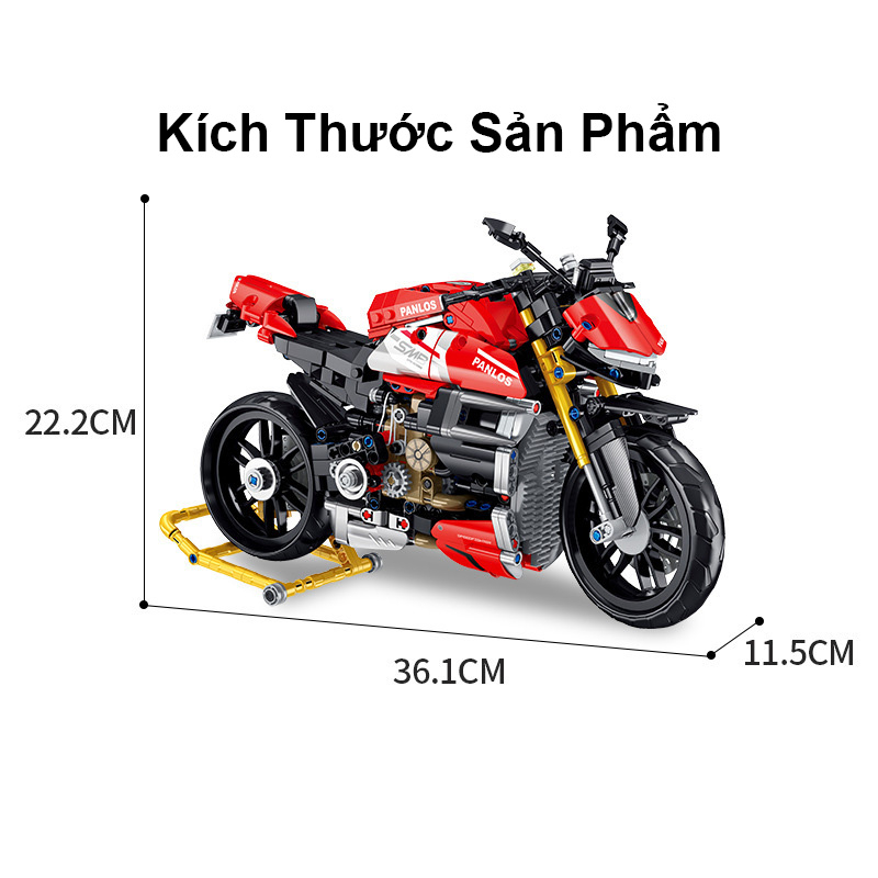 Đồ Chơi Lắp Ráp Xếp Hình Mô Hình Xe Máy Motor Ducati Panigale V4SP 672006 Với 981 PCS Phiên Bản Tỉ Lệ 1:8
